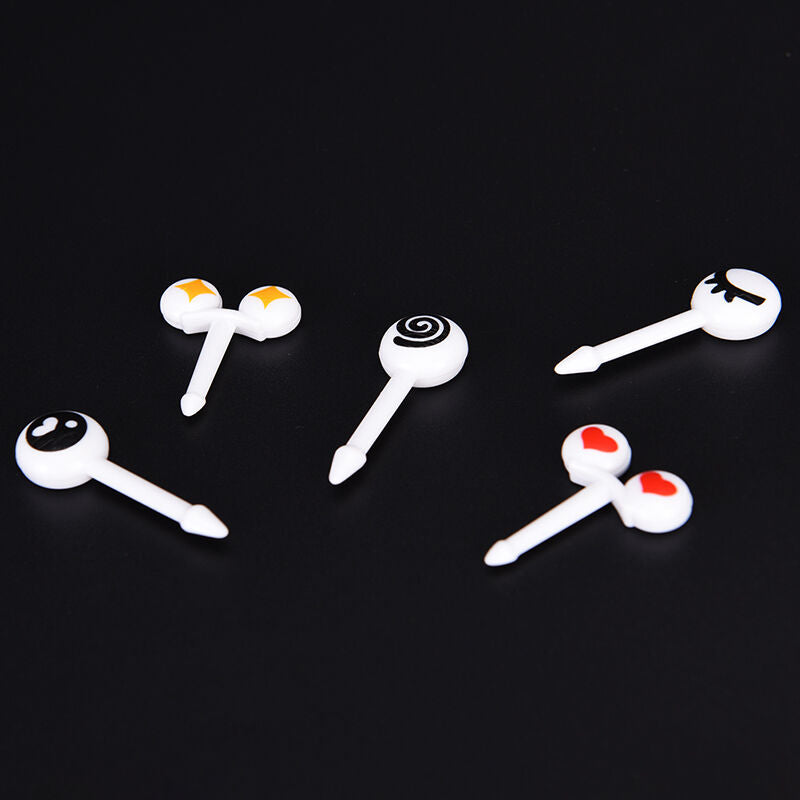 10PCs Plastic Fruit Toothpick Lovely Eye Cartoon Forks Decorative Tableware DD