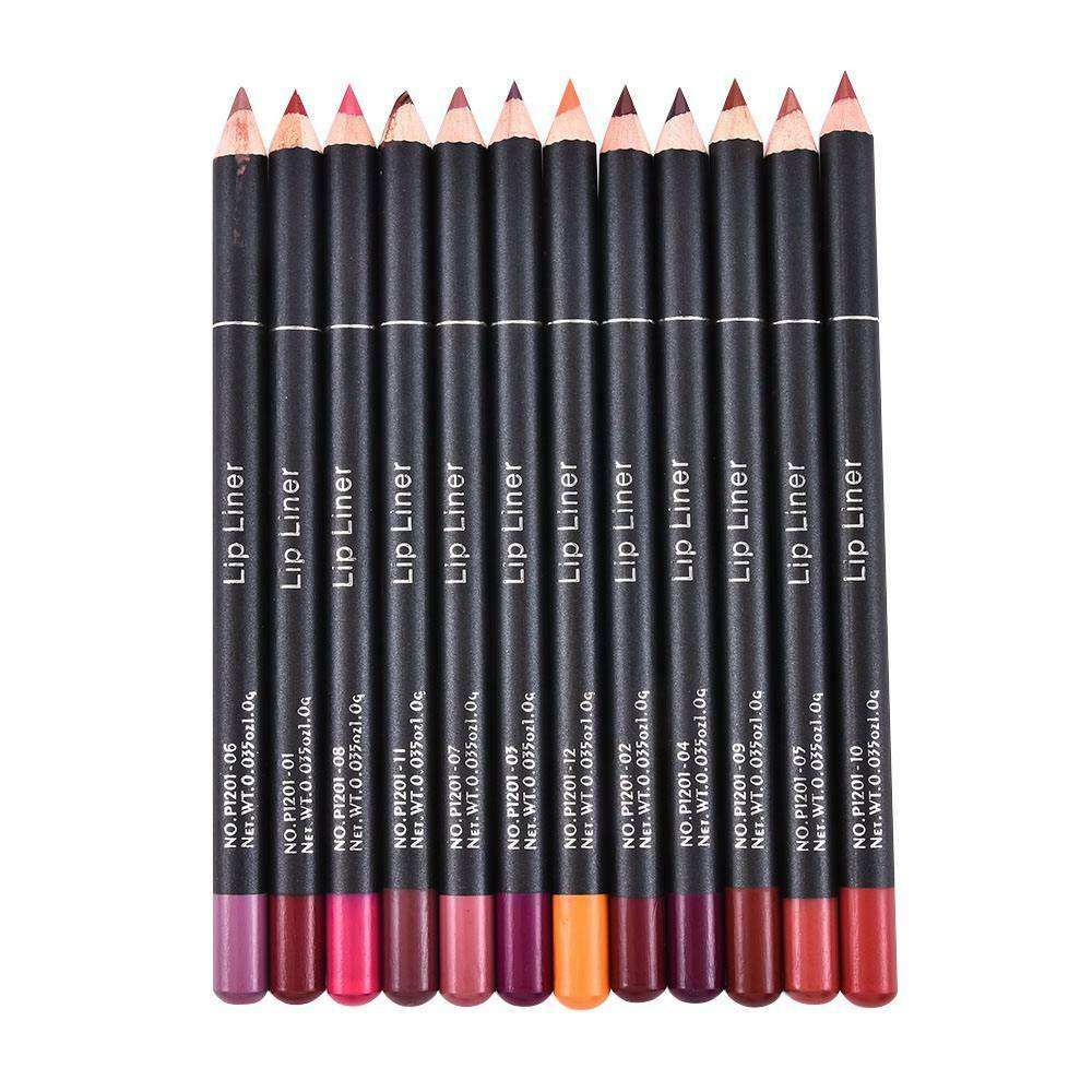 12PCS/Set Waterproof Lip Liner Lipstick Long Lasting Matte Lipliner Pencil Pens
