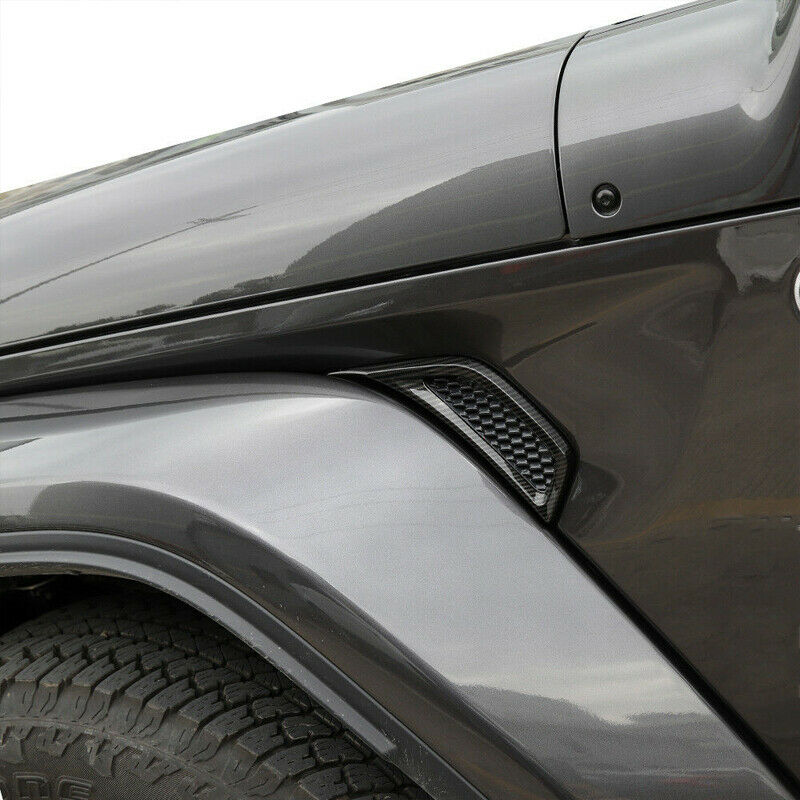 Carbon fiber Style Car Leaf Plate Air Inlet Cover Trim For Jeep Wrangler JL 2018