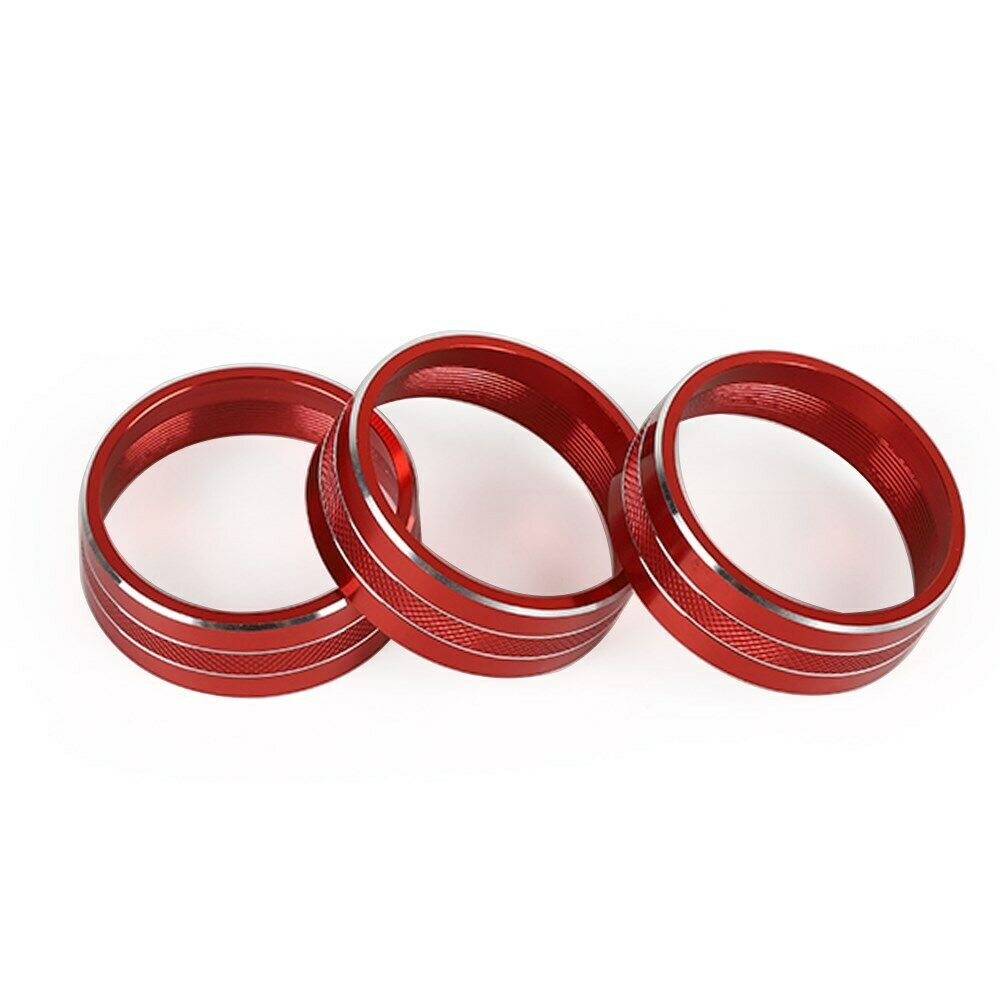 3X AC Air Conditioner Knob Switch Ring Cover Trim For Challenger 2009-2014 Red