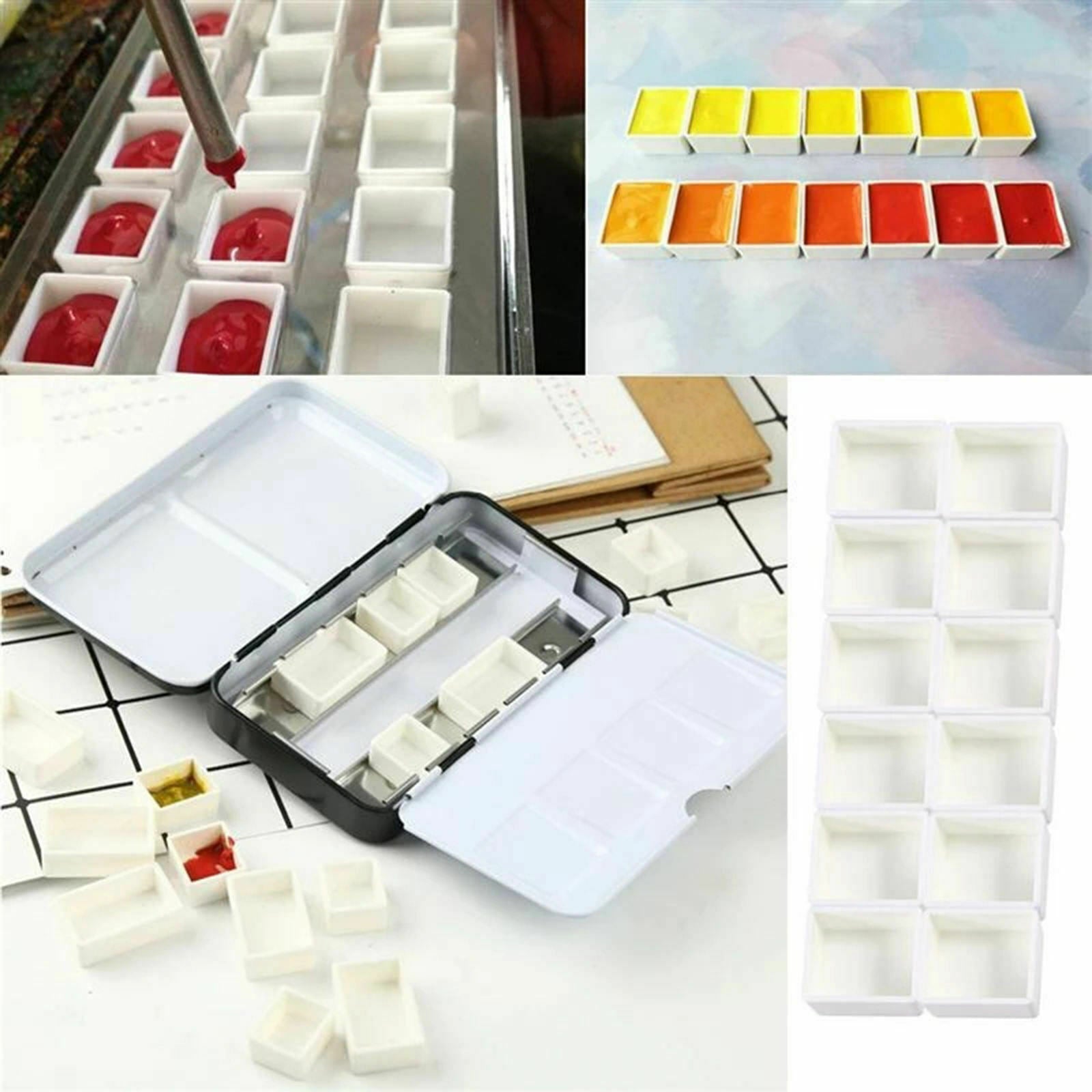 Empty Watercolor Palette Tin Box Tabletop Travel Folding Painting Tools
