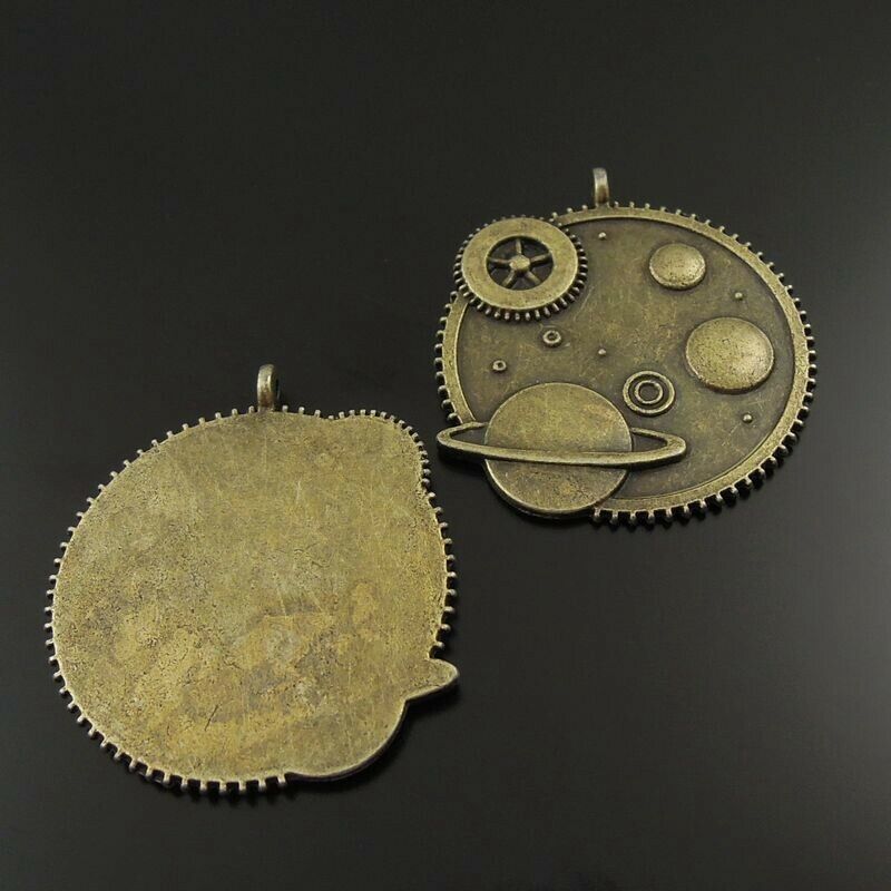 8 pcs Antiqued Bronze Planet Alloy Charm Pendant Steampunk Cogs Crafts 37*36*2mm