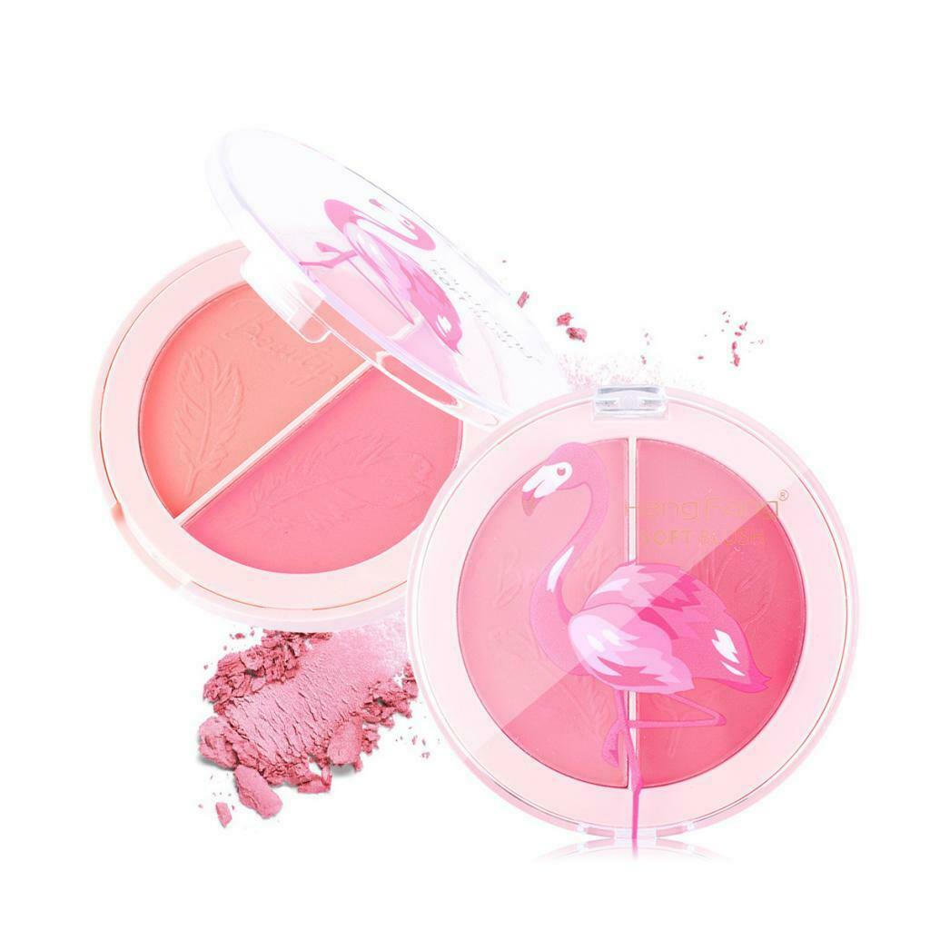 2 Colors Natural Face Blush Fine Powder Easy to Wear Blusher Palette 03