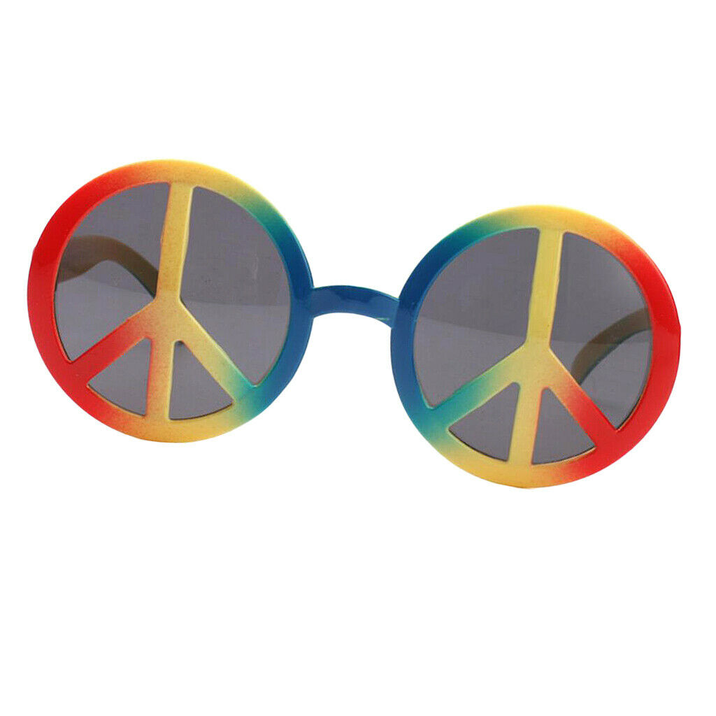 Retro Unisex Rainbow World Peace Sign Sunglasses Kids Adults Holiday Party Fancy