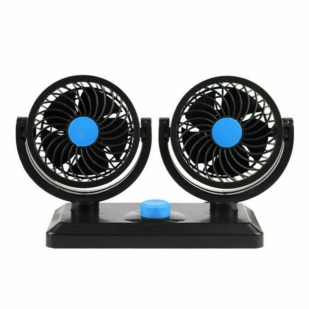 12V Dual Head Car Fan Portable Vehicle Truck 360Â° Rotatable Auto Cooling Cooler