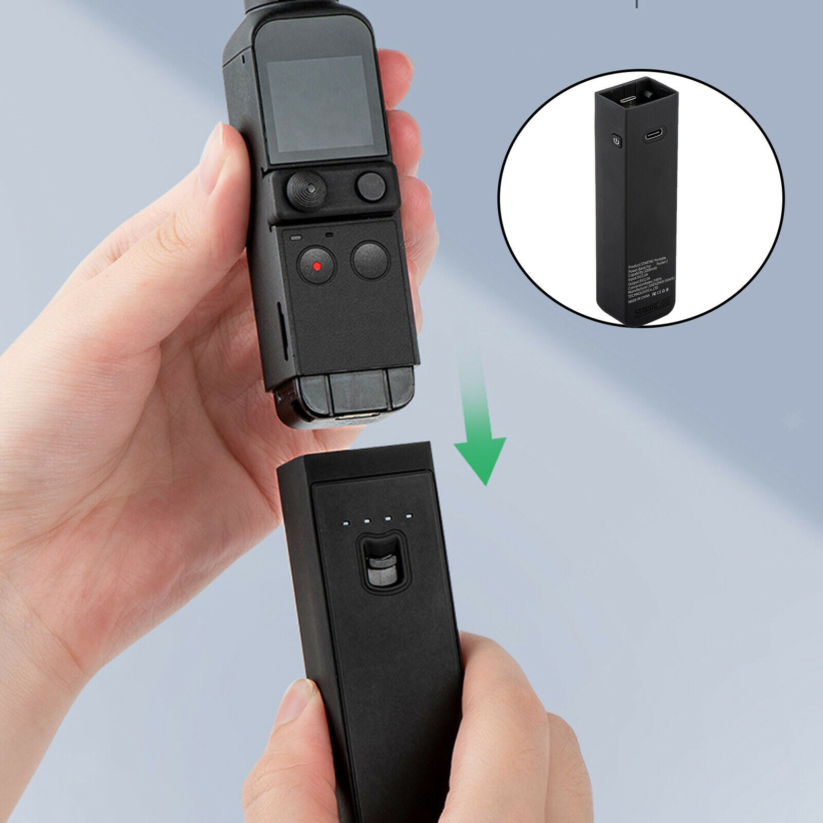 Handheld Charging Case for DJI OSMO Pocket 2 3200mAh Portable Extension Rod