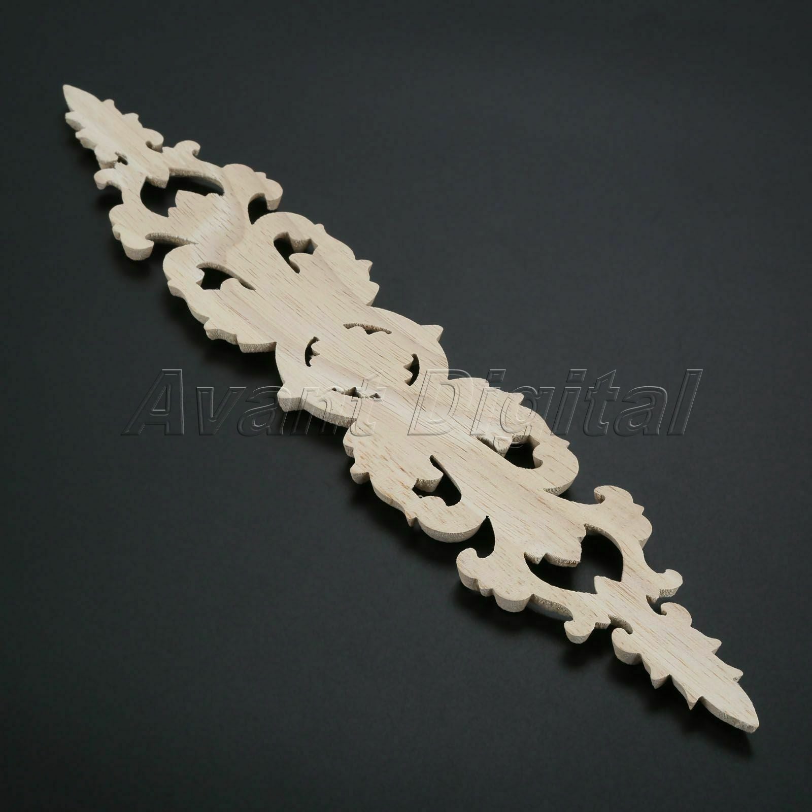 33*6cm Elegant Unpainted Wooden Carved Long Applique Oak Wood Decor Furniture
