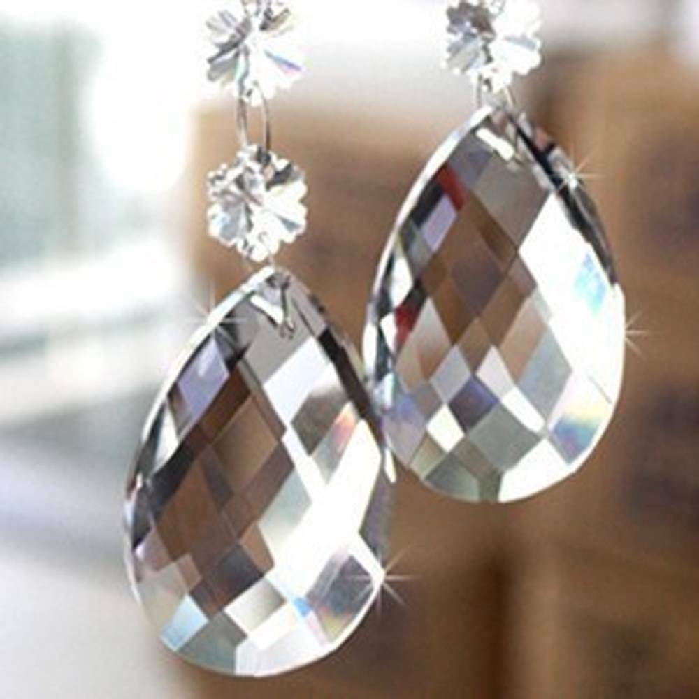 10Pcs Crystal Clear Snowflakes Glass Beads Chandelier Ornaments Hanging Decor US
