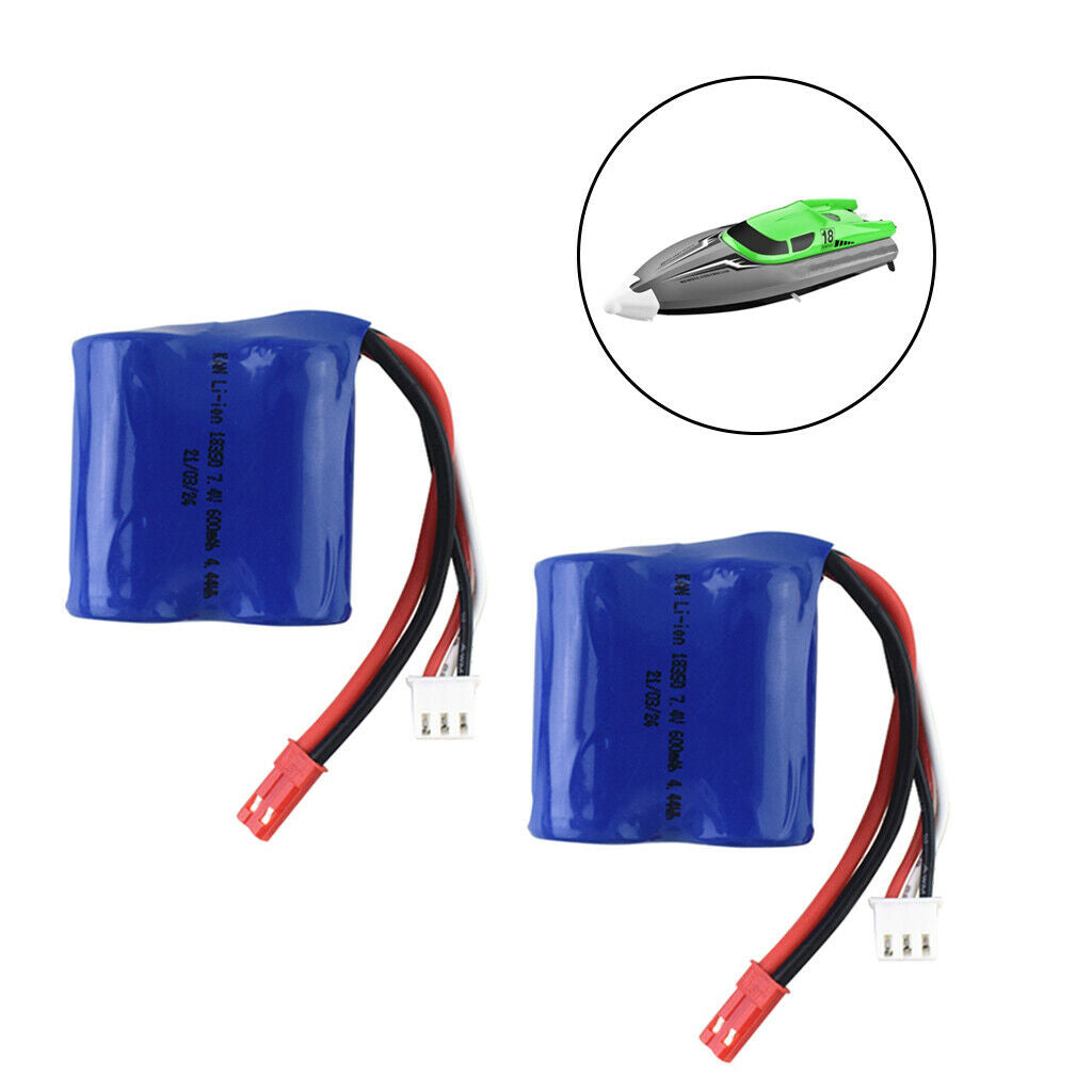 Pack of 2 RC 7.4V 600MAH Lithium Polymer Battery for EB02 RC Boat Ship /Car