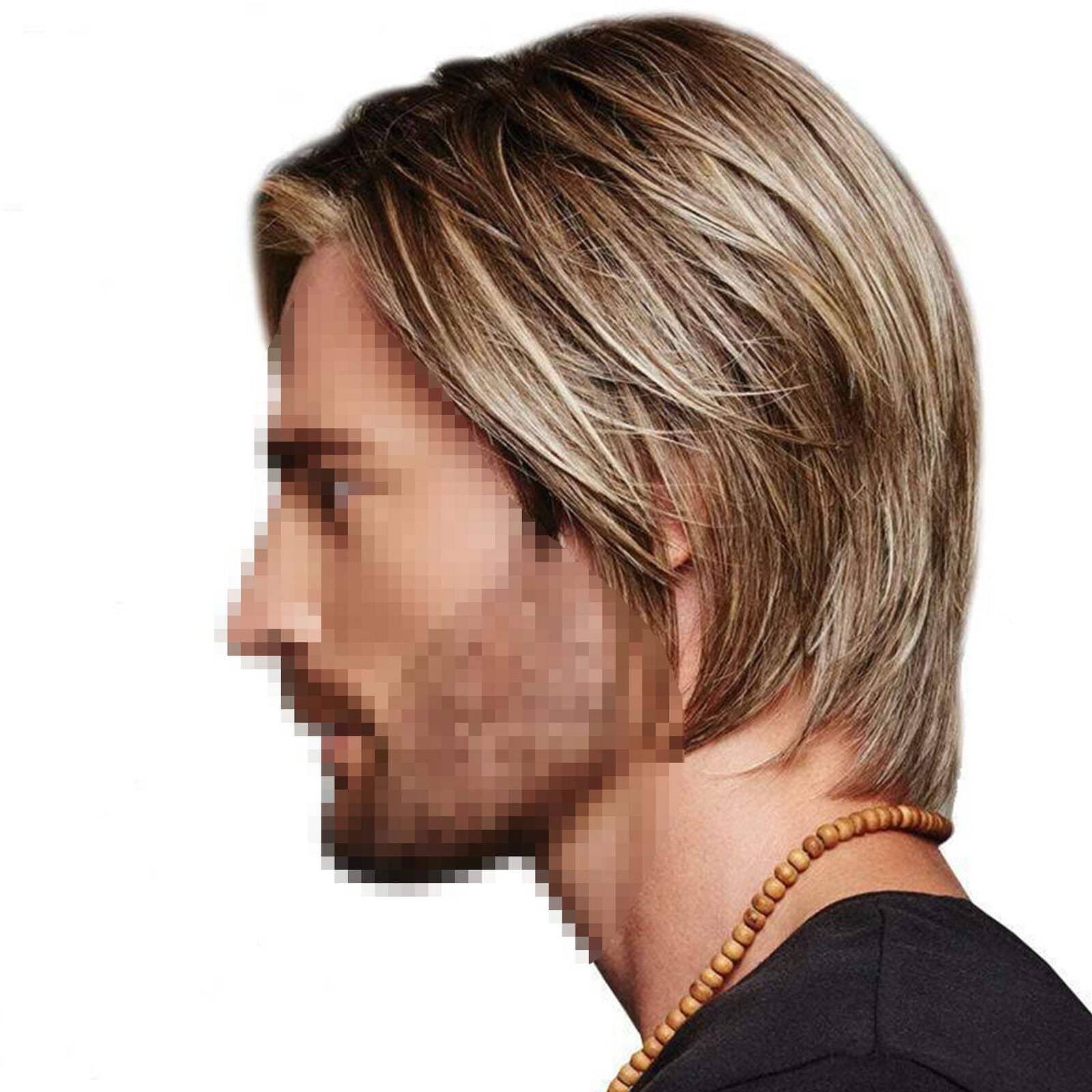 Realistic Mens Blonde Short Straight Hair Wigs Handsome Male Synthetic Full Wig