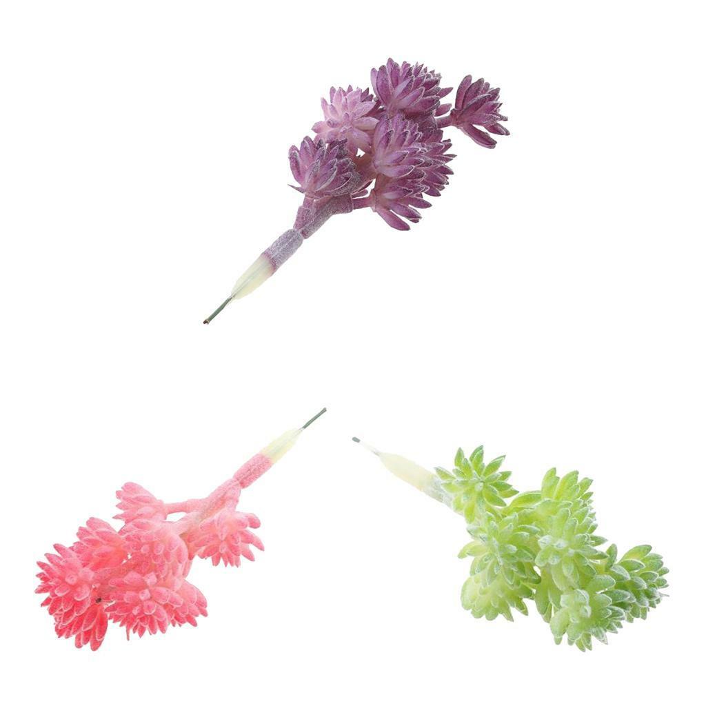 3Pieces 7.5cm Family Succulents Artificial Potted For Home Tabletop Decor