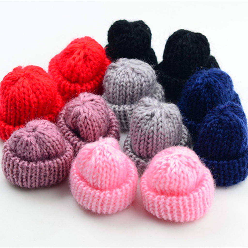 12x Mixed Handmade Knitting Wool Yarn Hat for Craft Hair Jewelry Ornaments