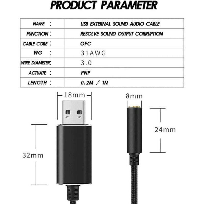 USB to 3.5mm Headphone and Microphone Jack Audio Adapter with 3.5mm Combo Aux X4