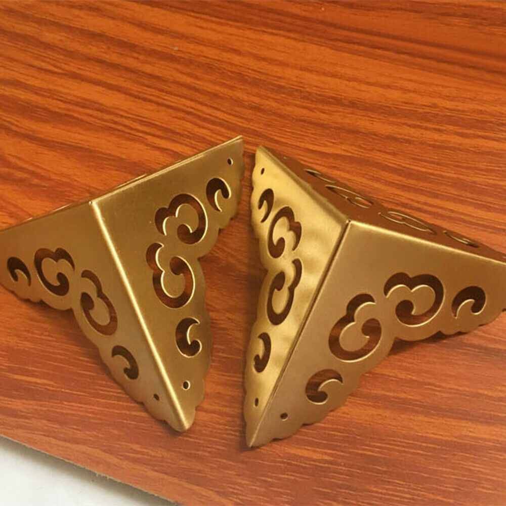 2x Copper Furniture Decorative Corner Desk Chest Jewelry Box Protector Retro