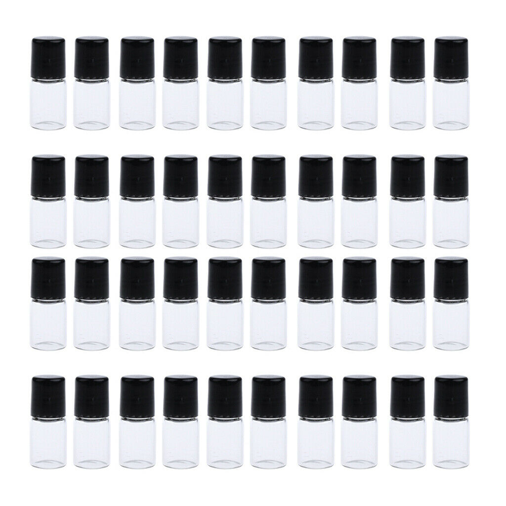 40 Pcs 1ml/2ml Glass Empty Roller Ball Essential Oil Aromatherapy Roll-on