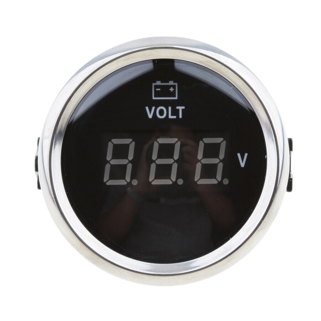 2'' 52mm Marine Boat Digital LED Electronic Meters Gauge - Black