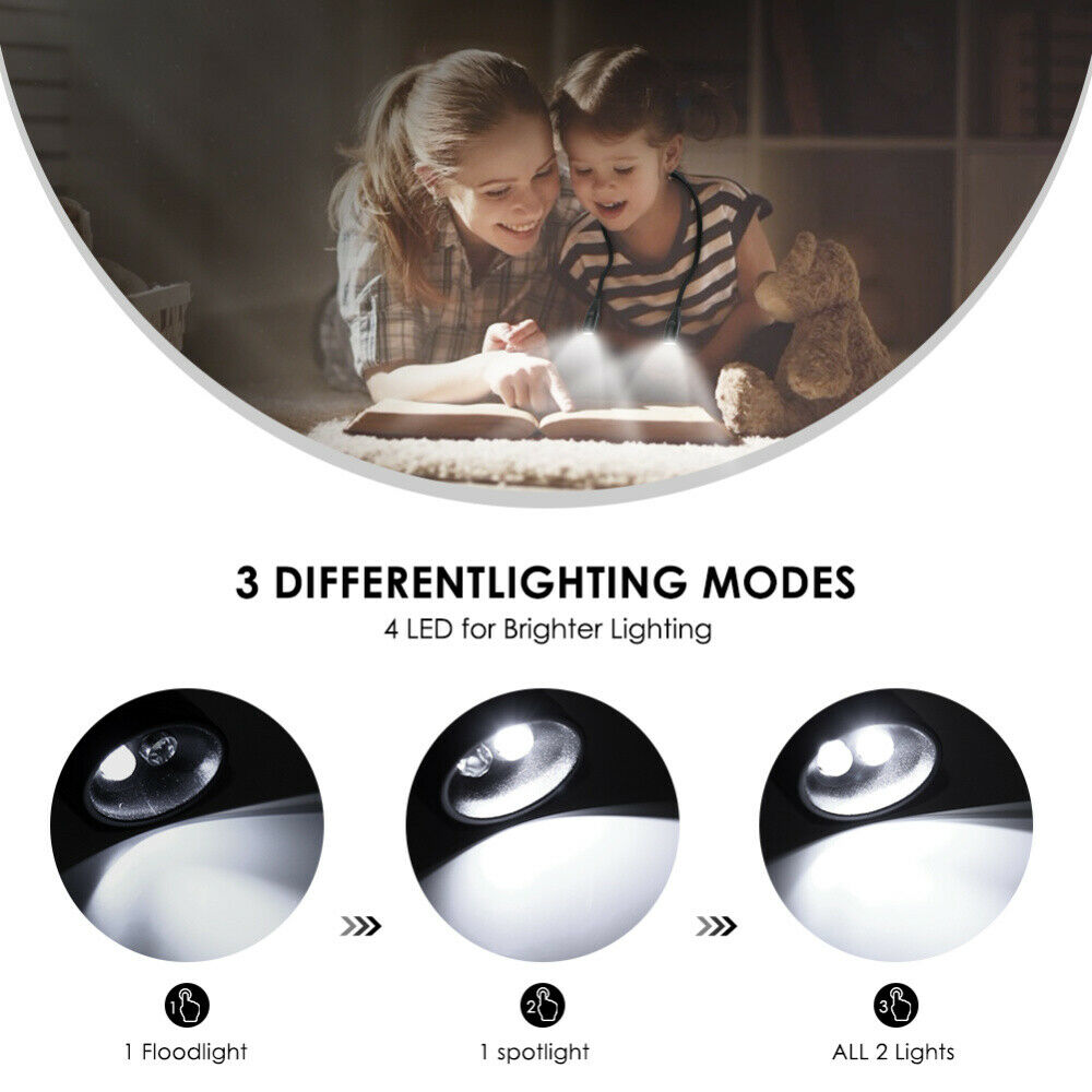 LED Hung Light Hands Free Over Neck Book Reading Lamp 3 Levels Brightness