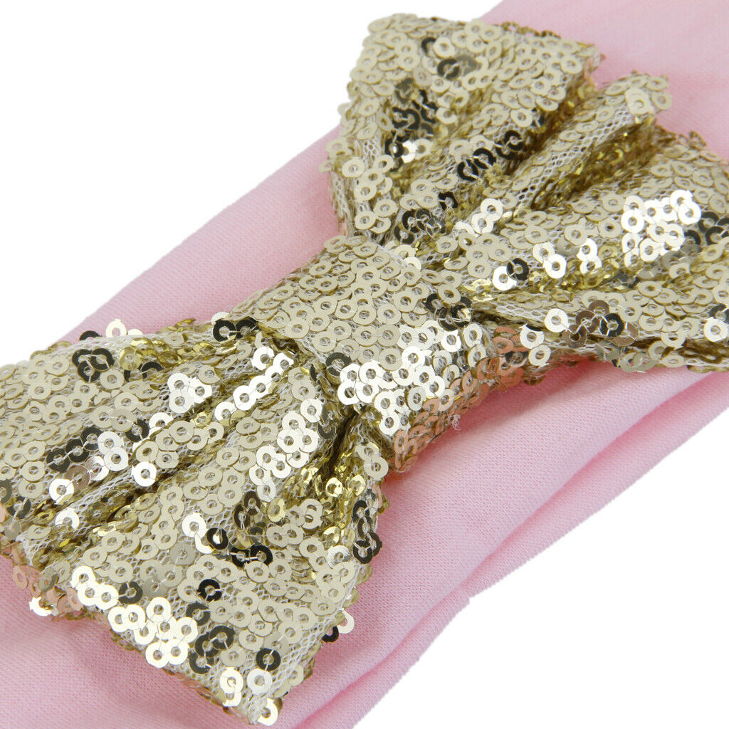 Baby Girls Hair Band Sequined Bow Headband Turban Knot Hair Accessory Pink