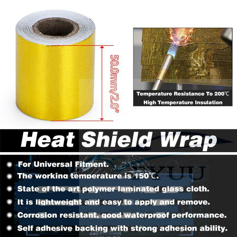 5PCS 2"x 5M Reinforced Tape Adhesive Backed Heat Shield Resistant Wrap Intake