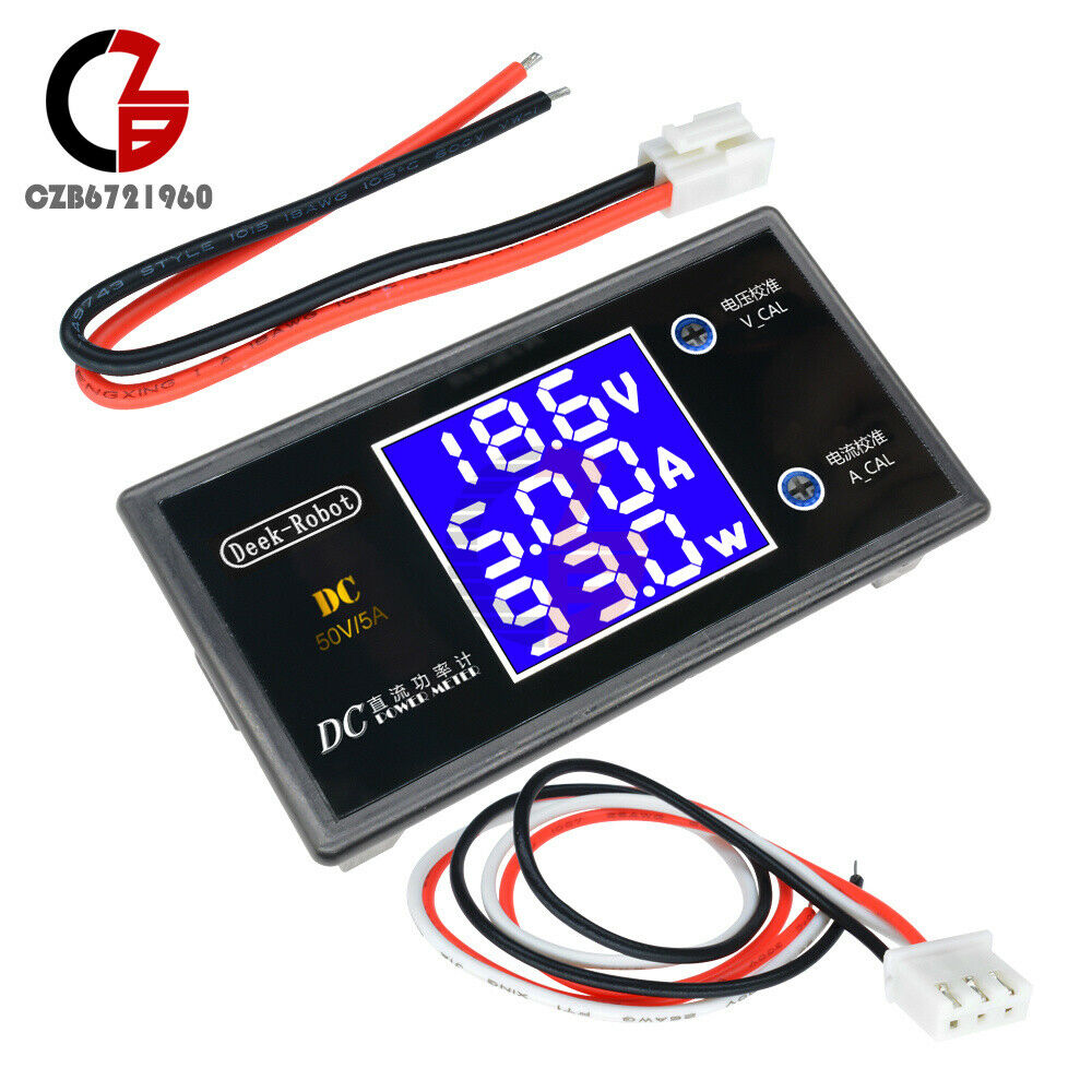 DC 50V 5A 250W Digital LCD Voltmeter Wattmeter Voltage Current Power Detector