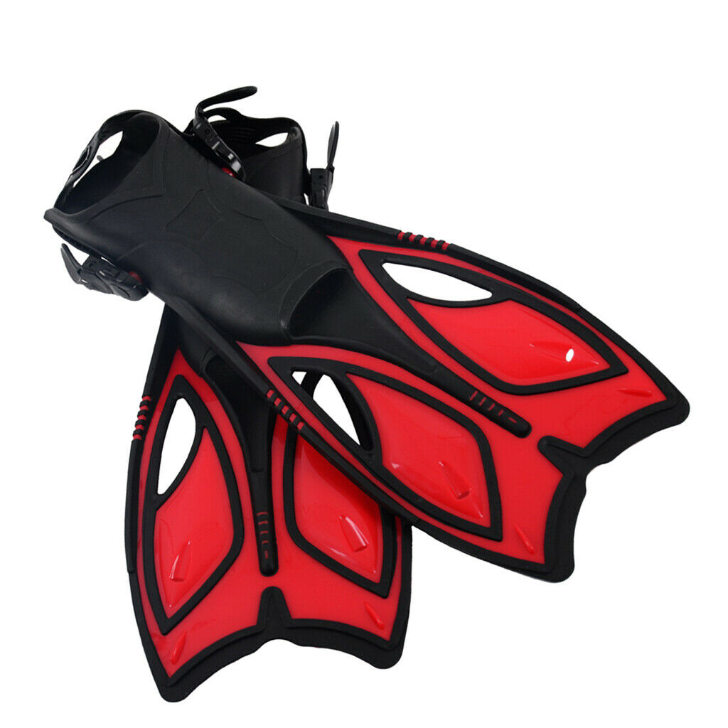 Adjustable Adults Flippers Swimming Snorkeling Diving Training Fins Red M