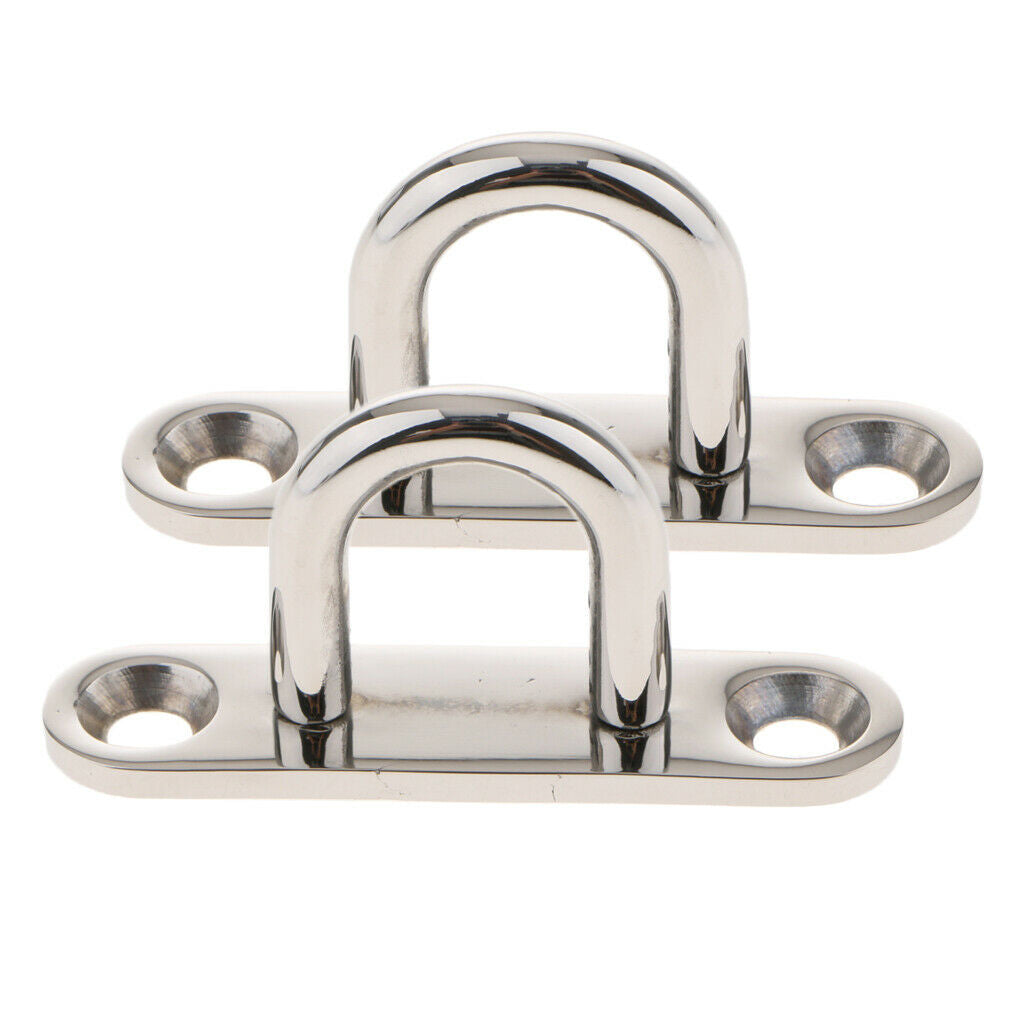 2Pieces 5mm 304 Stainless Steel Oblong Pad Eye Plate Staple Ring Hook U-Shap