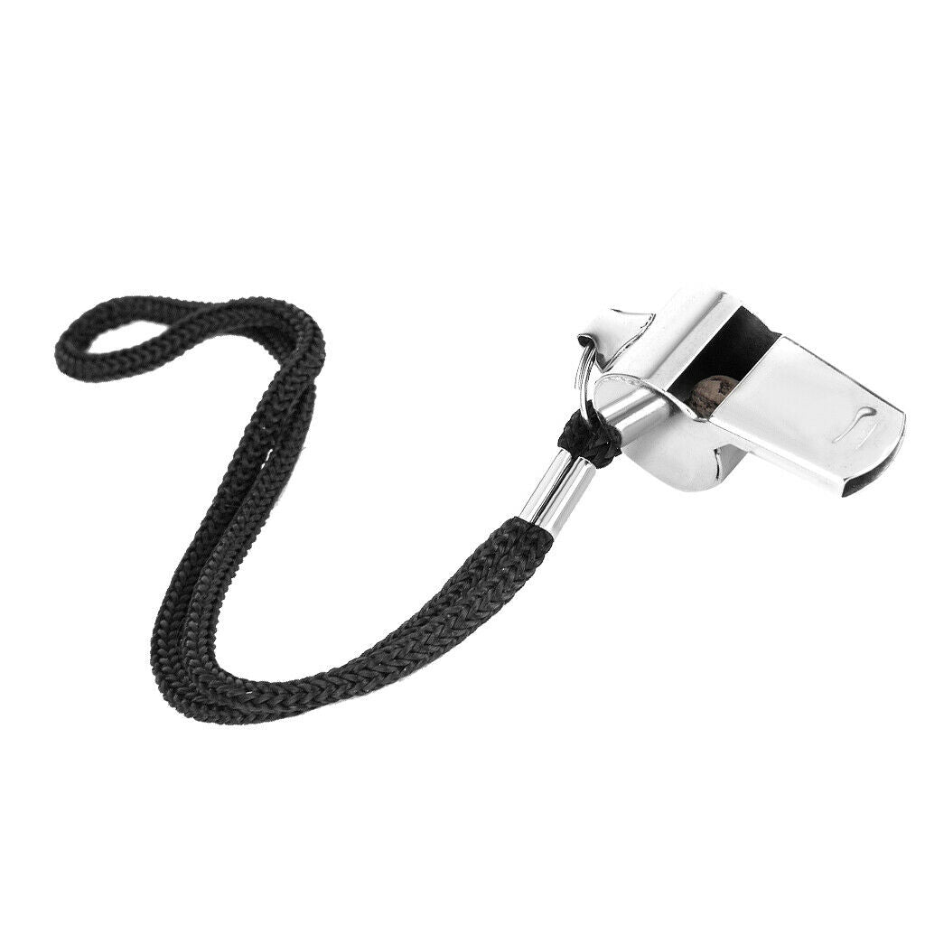 2x Soccer Metal Referee Whistle Lanyard Neck Strap Basketball Football Running