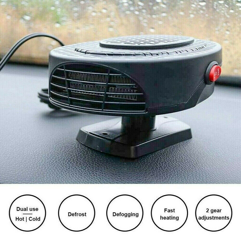 Universal Demister Car Air Heater 150W Fan Heater Defroster 12V Hot Warm Black