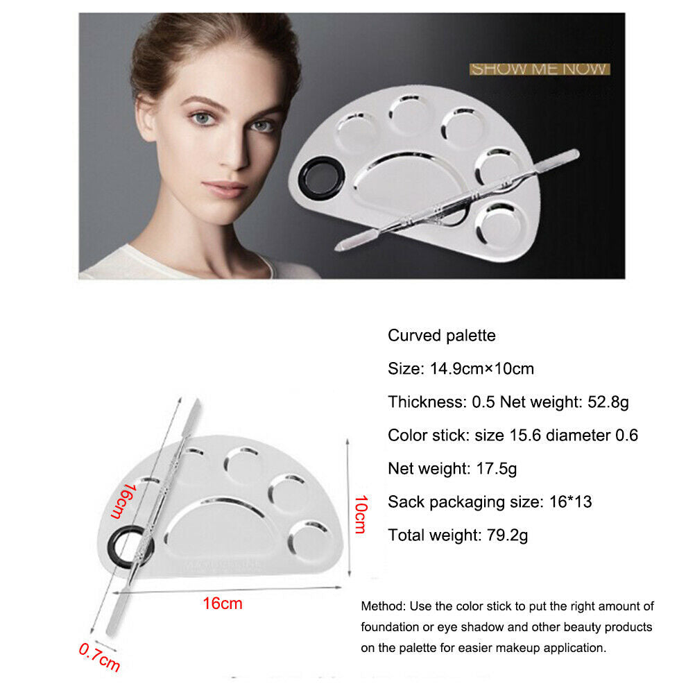 6 Holes Color Palette Nail Art DIY Plate Stainless Steel UV Gel Foundation Tool