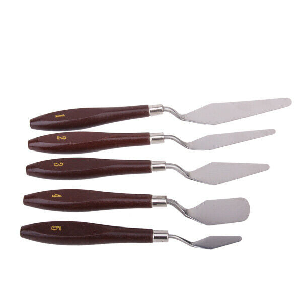 5Pcs Stainless Steel Spatula Palette Knifes with Wooden Handle 10cm Length