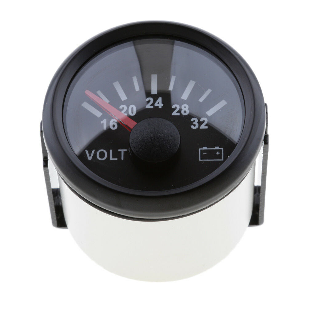 2'' 52mm Stainless Steel Boat Voltmeter 16-32V for Marine Boat Yacht Black