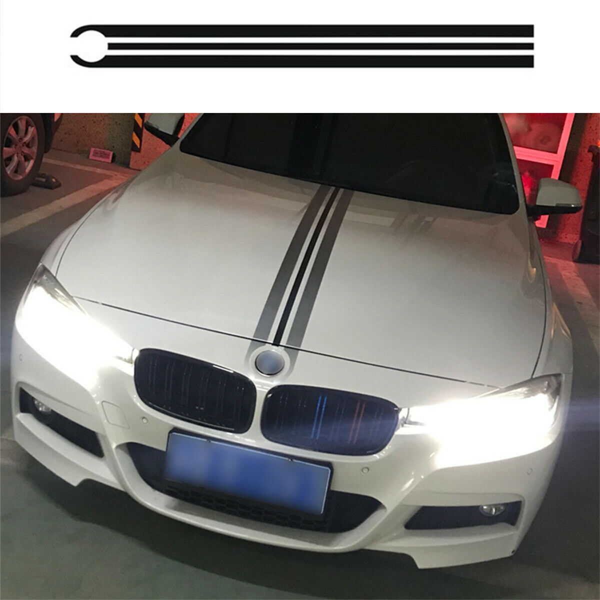 Car Hood Racing Stripes Lines Decals Engine Cover Stickers for BMW Mercedes Benz