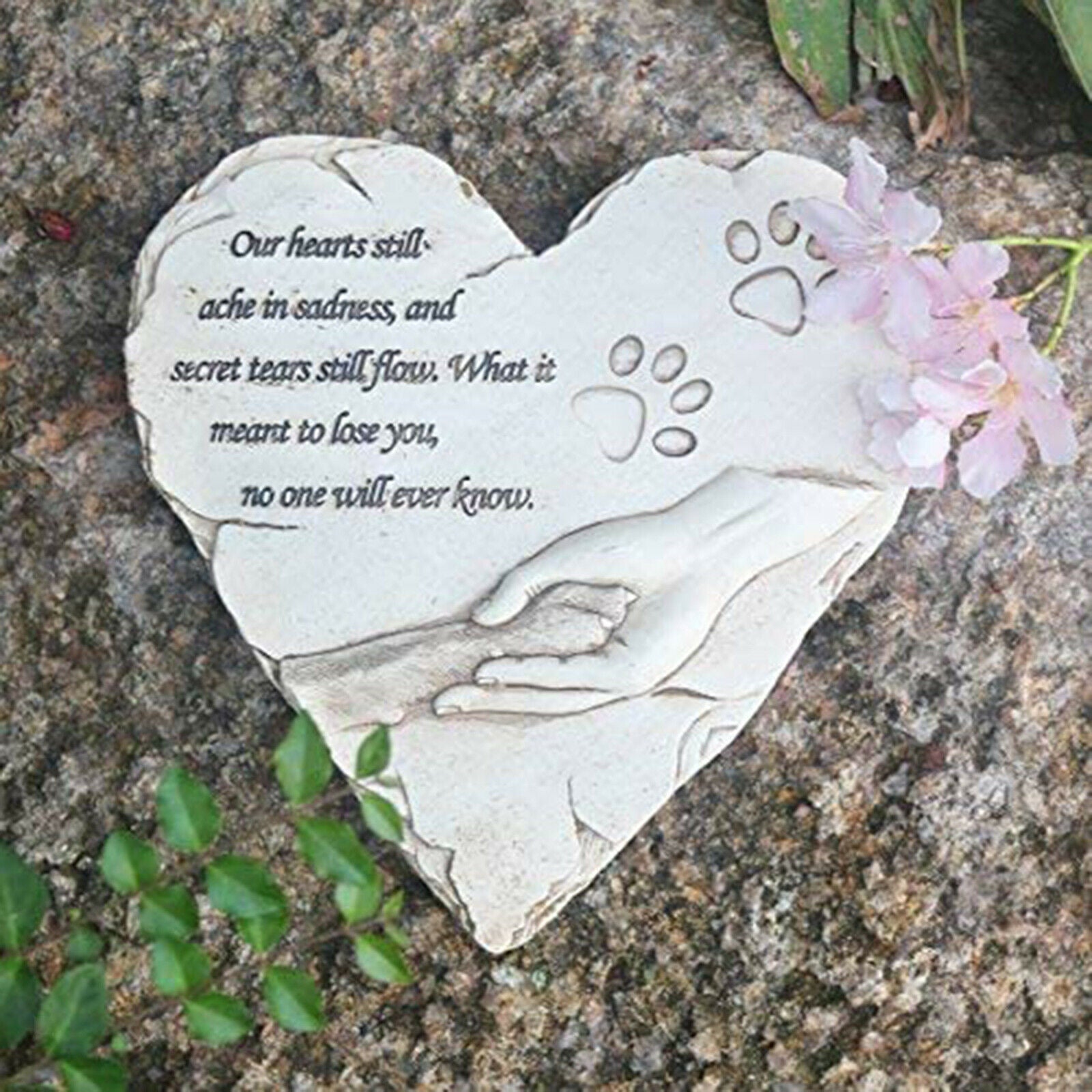 Pet Memorial Stone Waterproof Dog Grave Marker Backyard Tombstone Stepstone