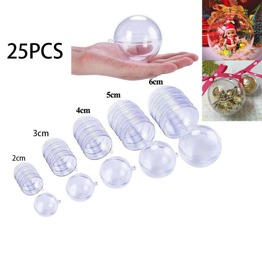 DIY Clear Plastic Ball Baubles Christmas Tree Hanging Party Ornament Craft 25Pcs