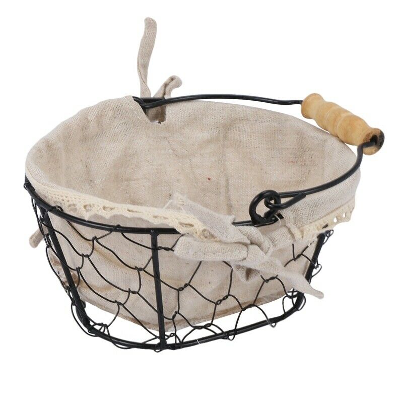 Iron Art Wire Sundries Storage Basket Desktop Grocery Organizer Small Fruit BoB7