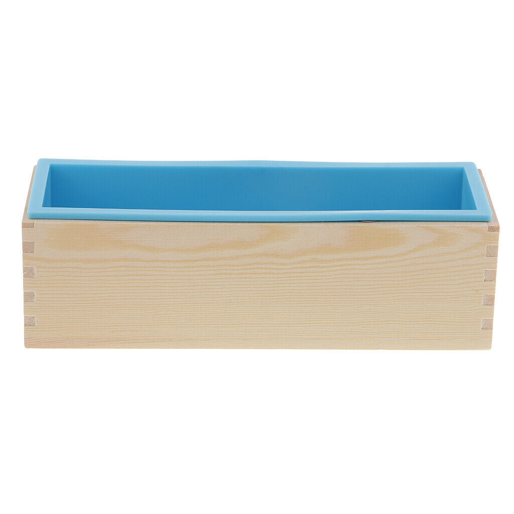 Rectangle Soap Silicone Loaf Mould Wooden Box Bread Cake Making Crafts 1.2KG