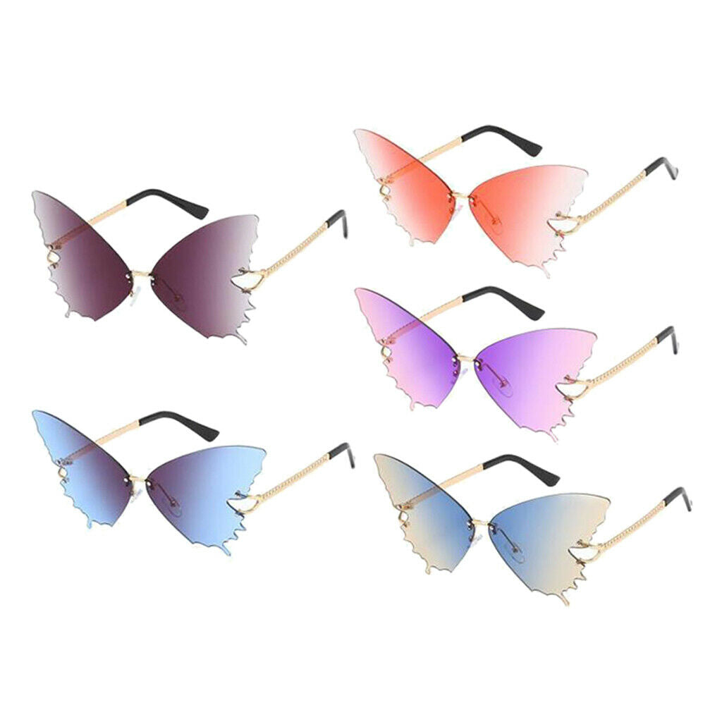 5Pcs Women Trendy Butterfly Sunglasses Metal Frame Party Eyewear Glasses