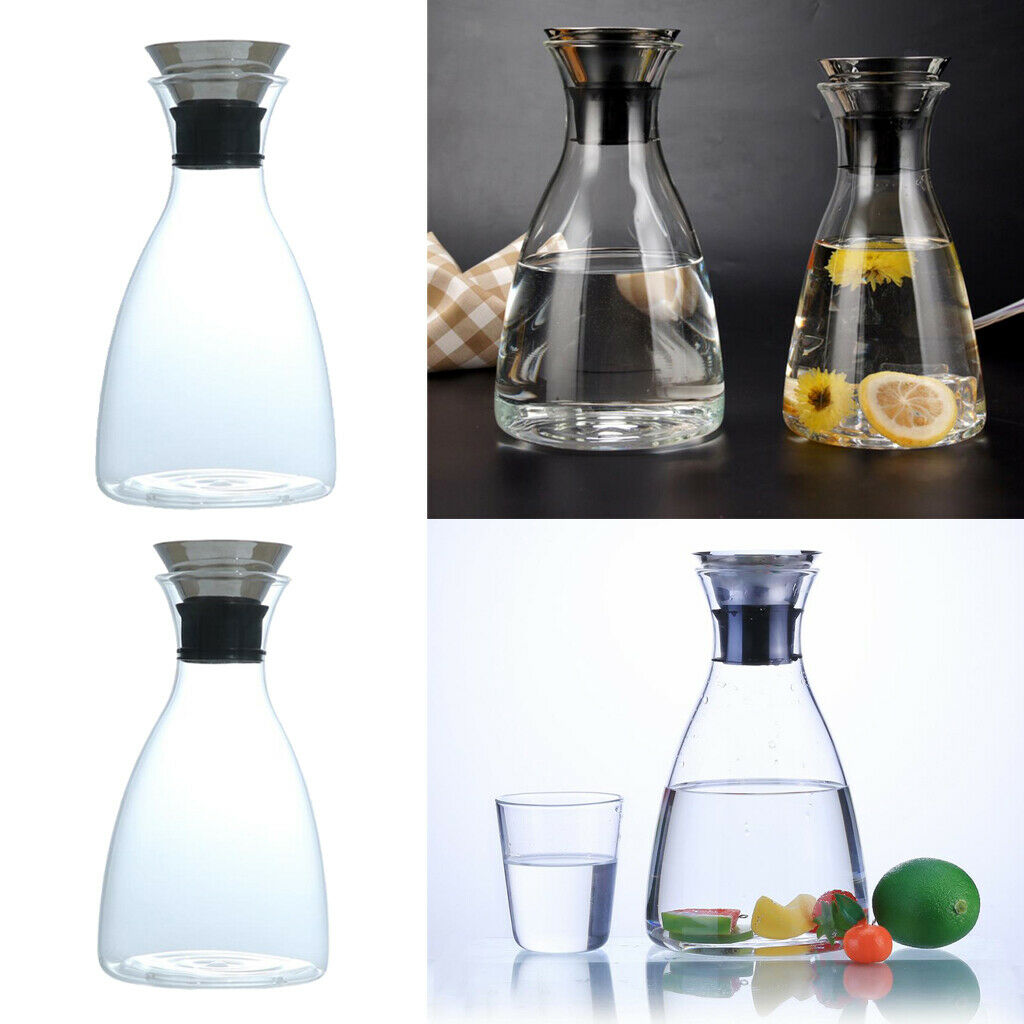 Heat Resistant Water Jug Juice Kettle Glass Wine Decanter with Filter Lid S