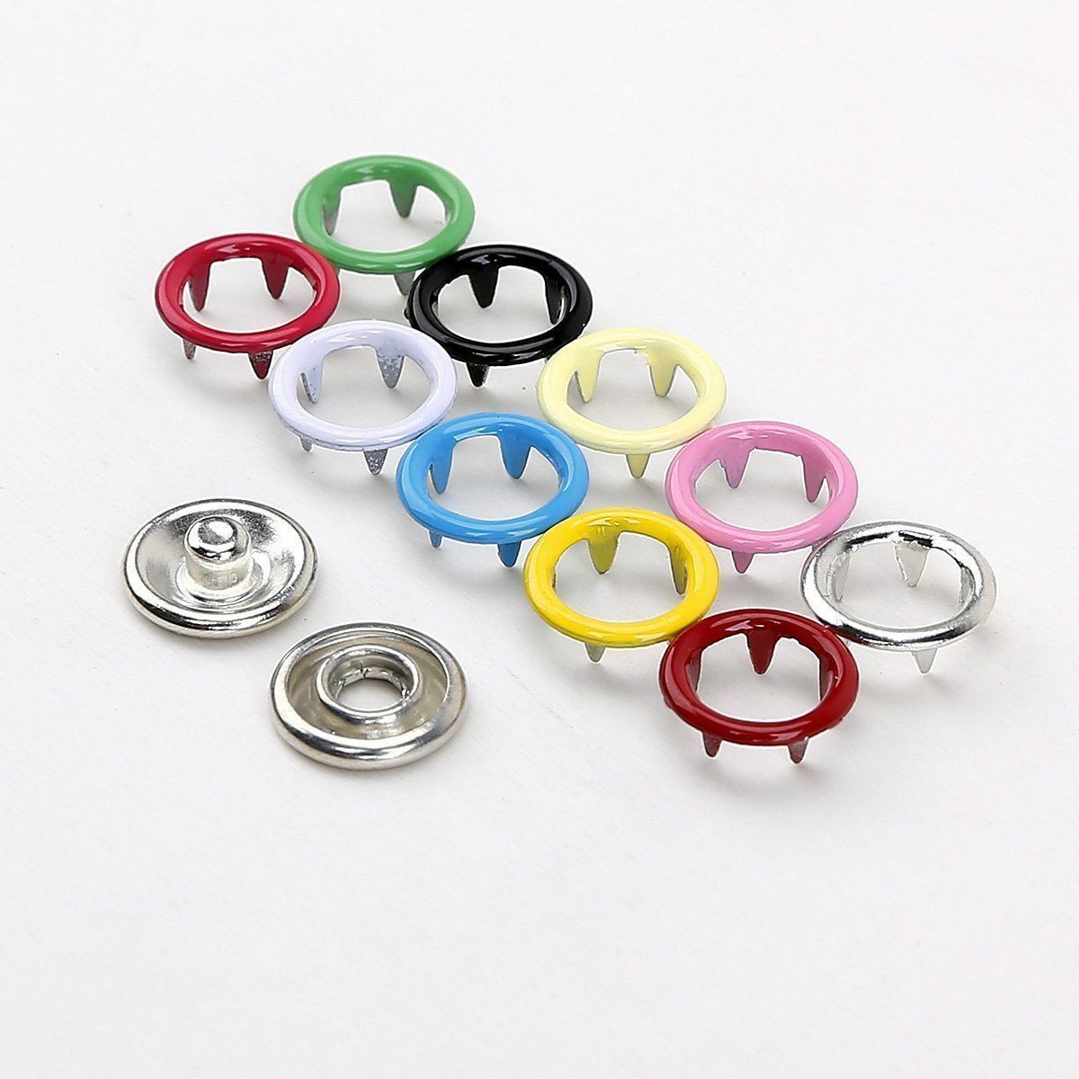 10 Prong Ring Snap Fastener Press Stud Popper 9.5mm Snap Buttons Various colours