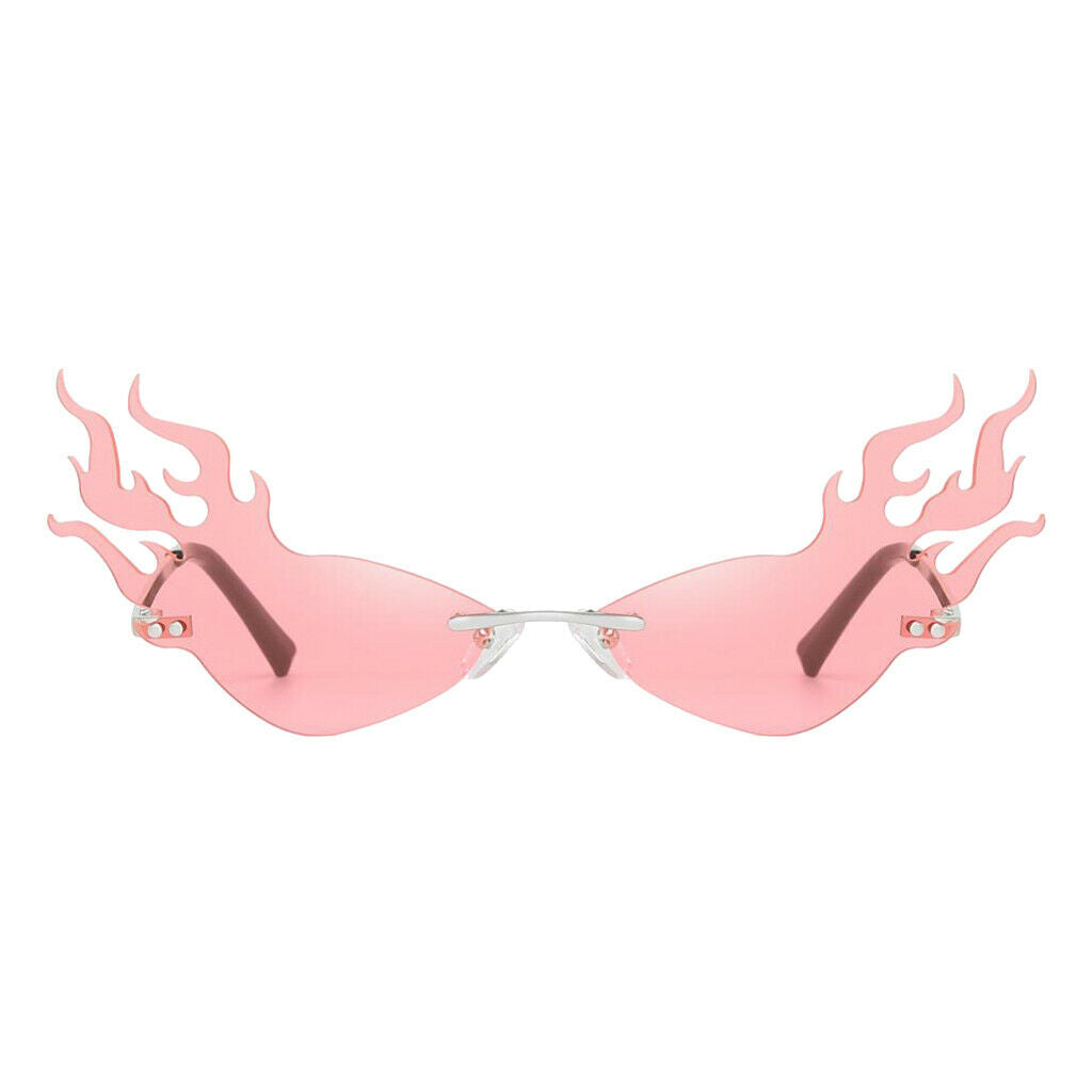 2x Women UV400 Driving Fire Flame Rimless Sunglasses Glasses for Party