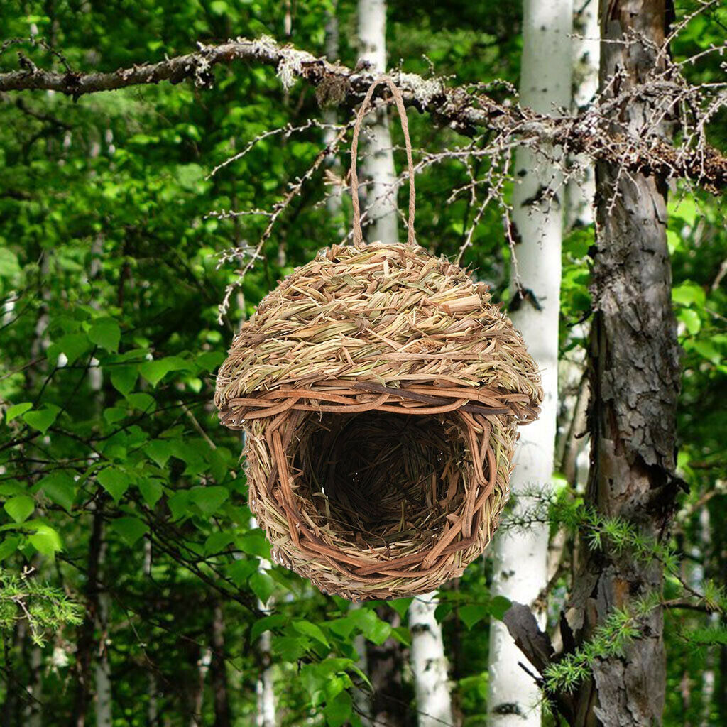 Wooden Bird Nut Handle Bird House Nest Hanging Outdoor Garden Decor