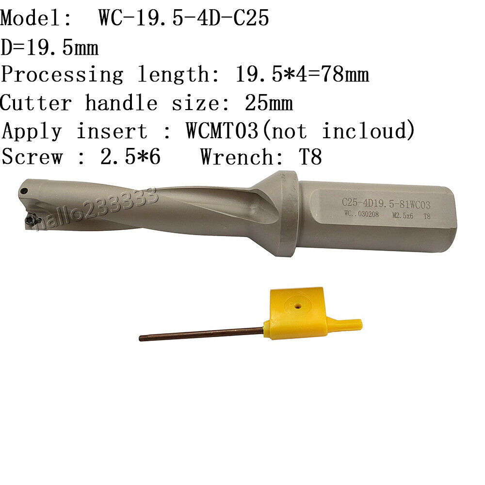 WPD-195-4D-C25 19.5mm U drill indexable drill For WCMX030208 WCMX carbide insert