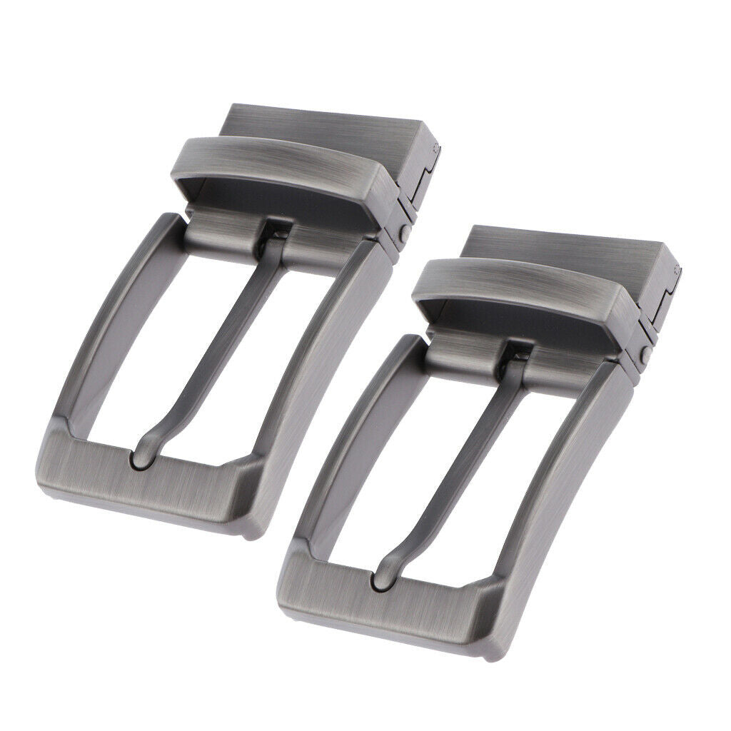 Prettyia 2x Reversible Alloy Belt Buckle Single Prong Rectangular Pin Buckle