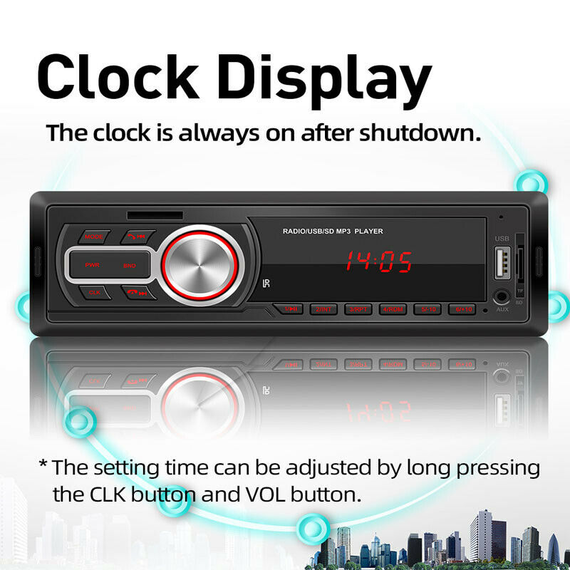 12V Single Din Universal Car Bluetooth MP3 Player Radio Audio U Disk SD TF Card