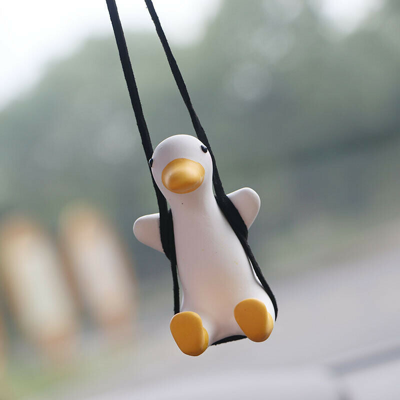 Cute Anime Car Accessories Swing Duck Pendant Auto Rearview Mirror Ornaments SJ