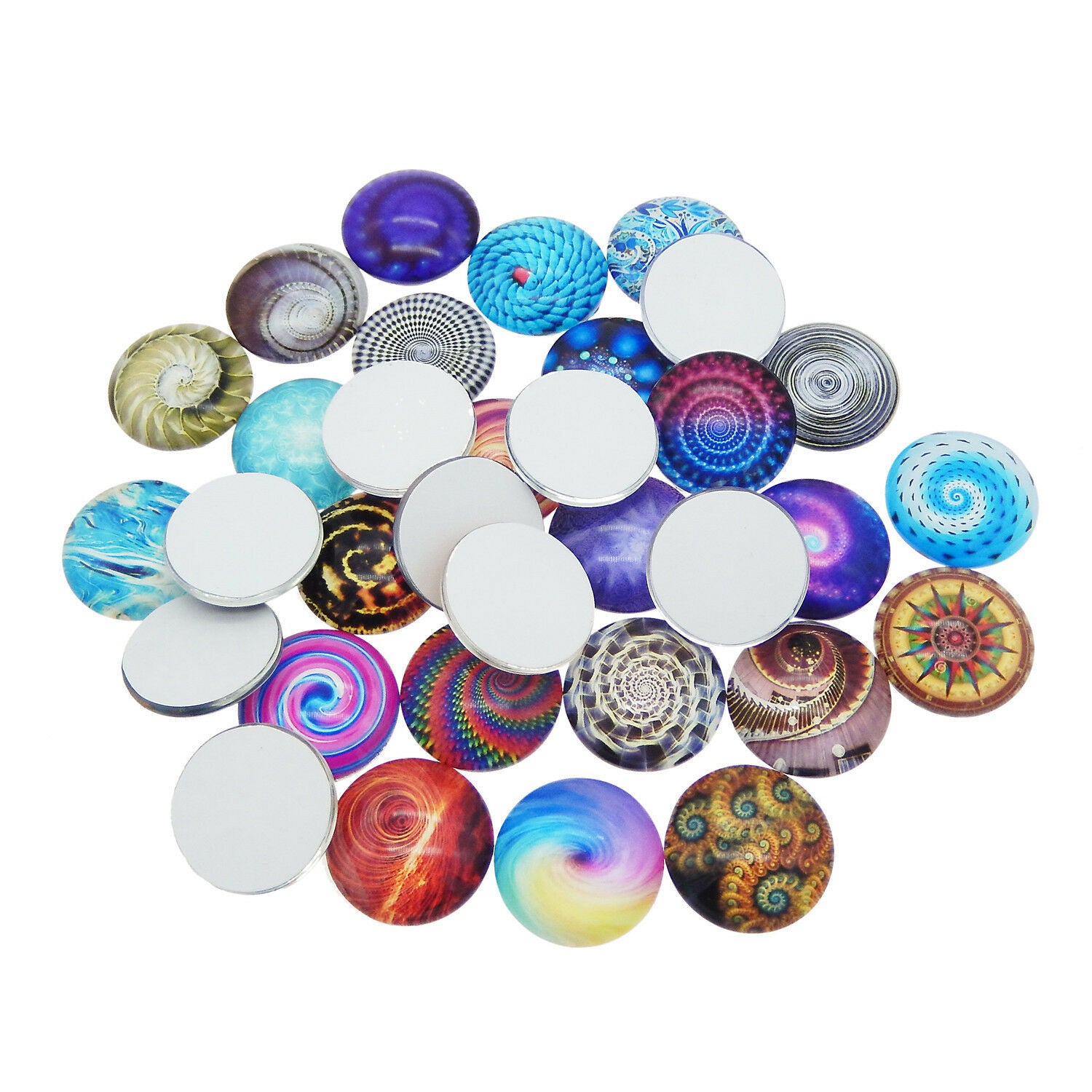 10 pcs Mix lot Bohemia Style Round 20mm Flower Pattern Glass Cabochons Flatbacks