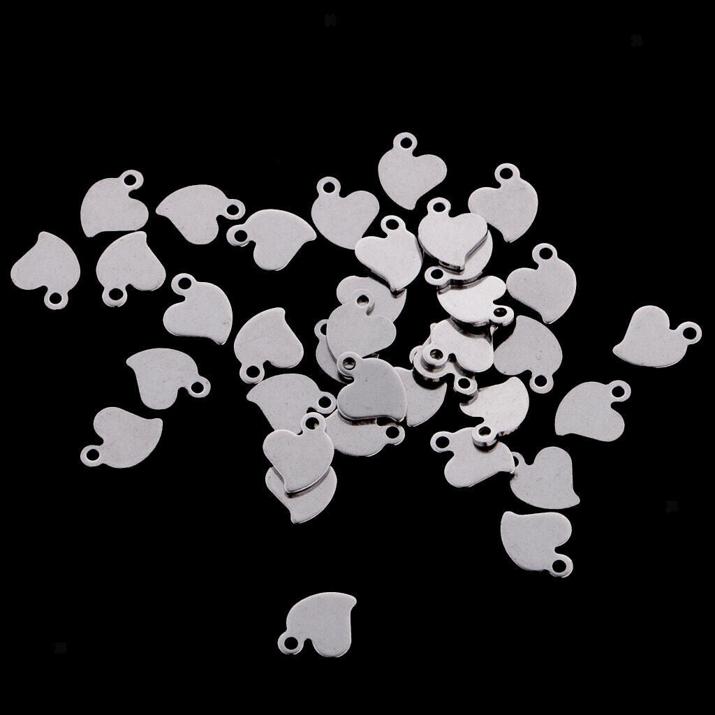 50 Pieces Stainless Steel Pendant For Necklace DIY Jewelry Making Heart
