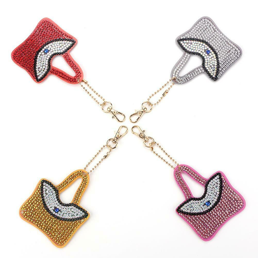 4pcs DIY Full Drill Special Shaped Diamond Painting Keychain Women Pendant @