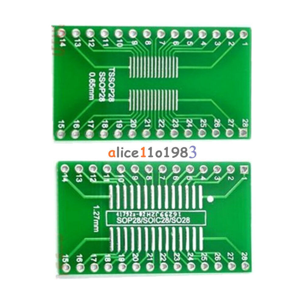 10PCS SOP28 SSOP28 TSSOP28 to DIP28 Adapter Converter PCB Board 0.65/1.27mm