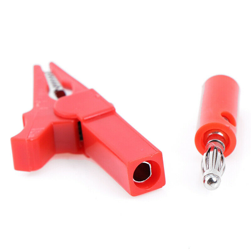 2Pcs 55mm alligator clip with 2pcs 4mm banana plug Black and Red .l8